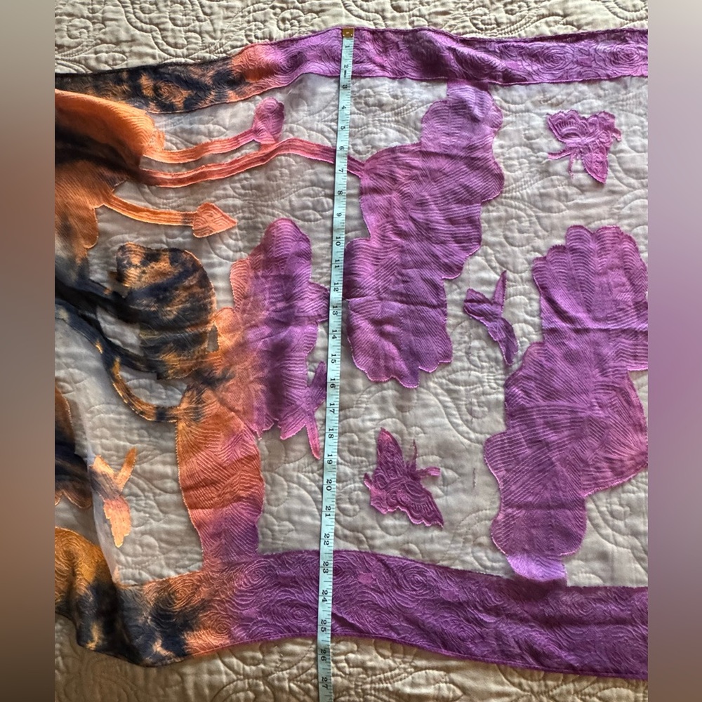 NWT Spain in America Velvet Burnout Scarf Purple Orange Combo - Picture 8 of 10